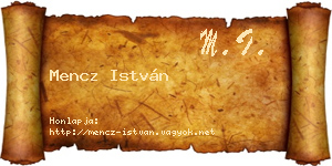 Mencz István névjegykártya